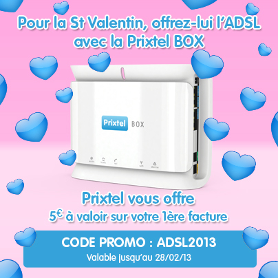 Saint Valentin - Offre ADSL Prixtel Box