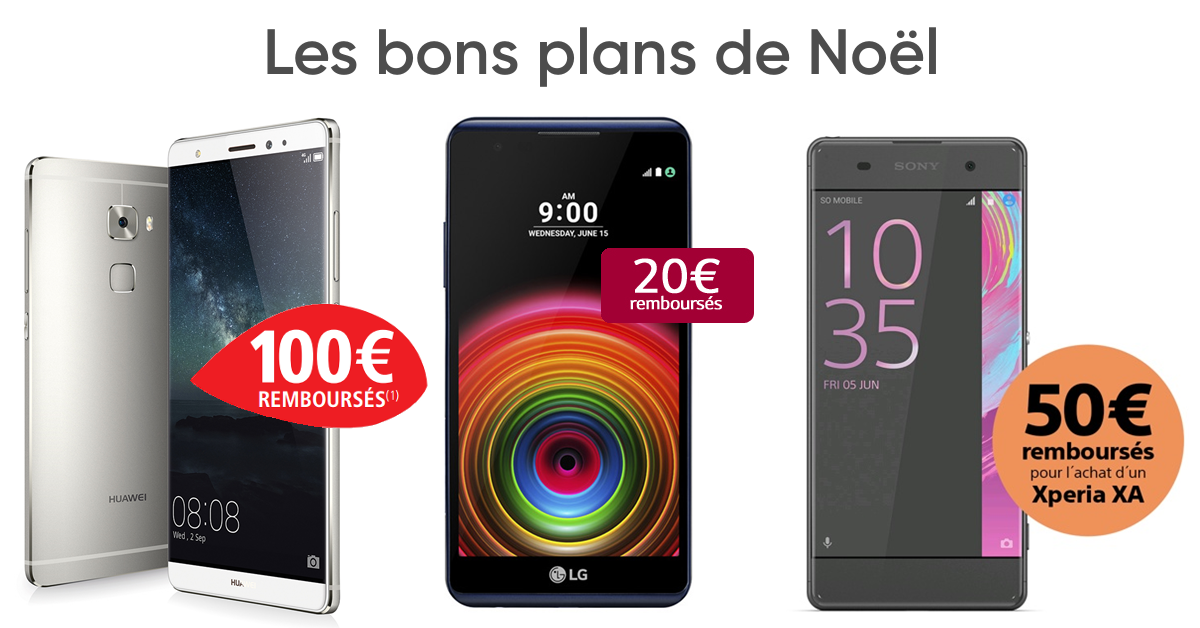 Bons plans de Noël – Jusqu’à 100€ remboursés sur ces smartphones ! Bons plans de Noël – Jusqu’à 100€ remboursés sur ces smartphones !
